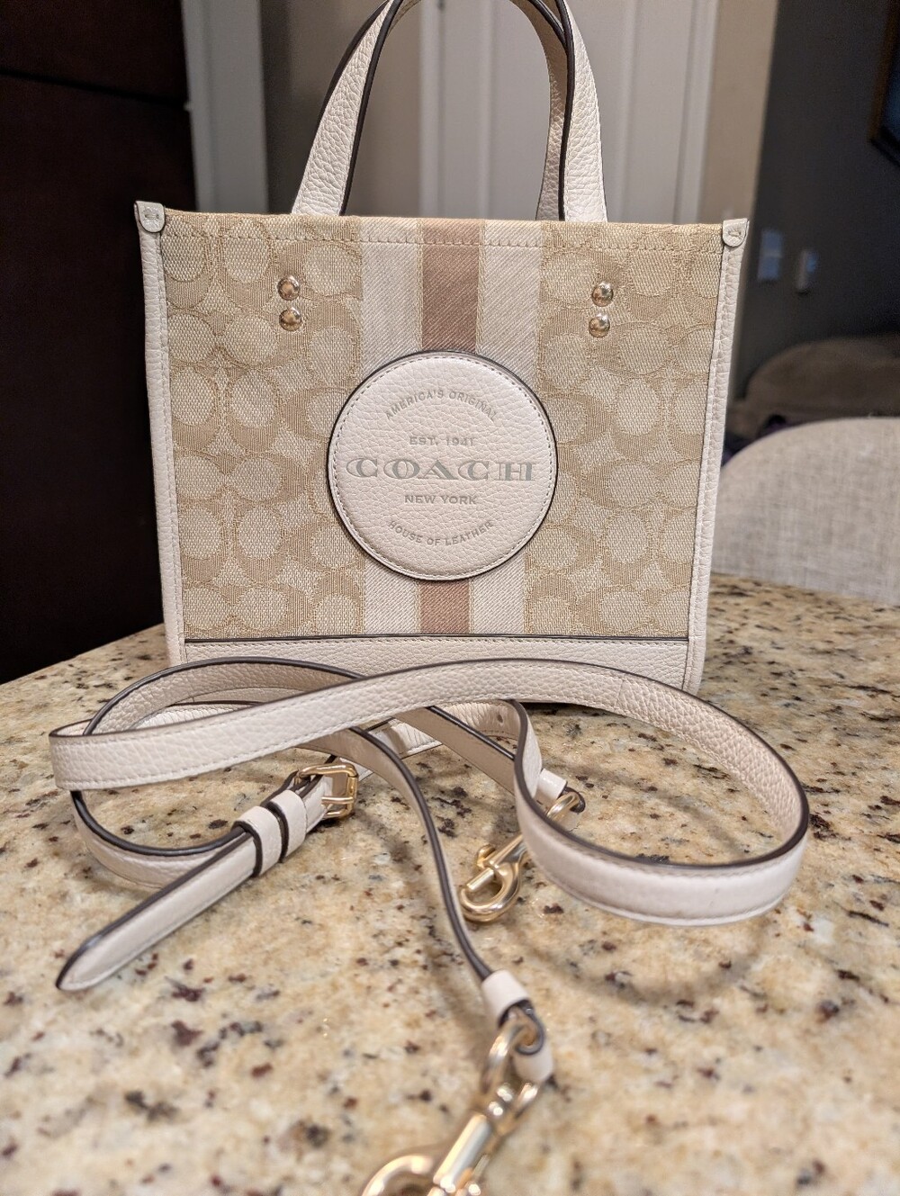 Coach Cream & Beige Dempsey Tote Bag Crossbody